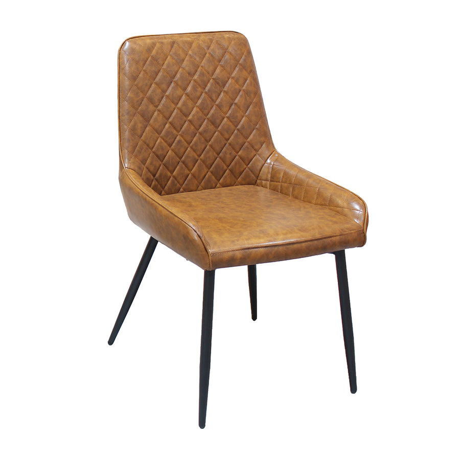 4x Dining Chairs Kitchen Chair Lounge Padded Seat PU Faux Leather Brown.