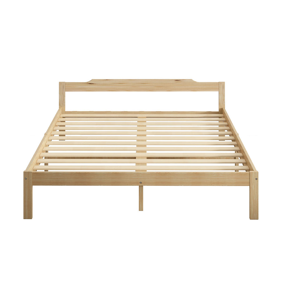 Levede Wooden Bed Frame Double Size Nature Natural.