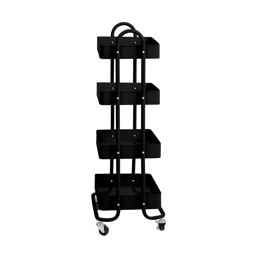 Levede 4 Tiers Kitchen Trolley Cart Black.