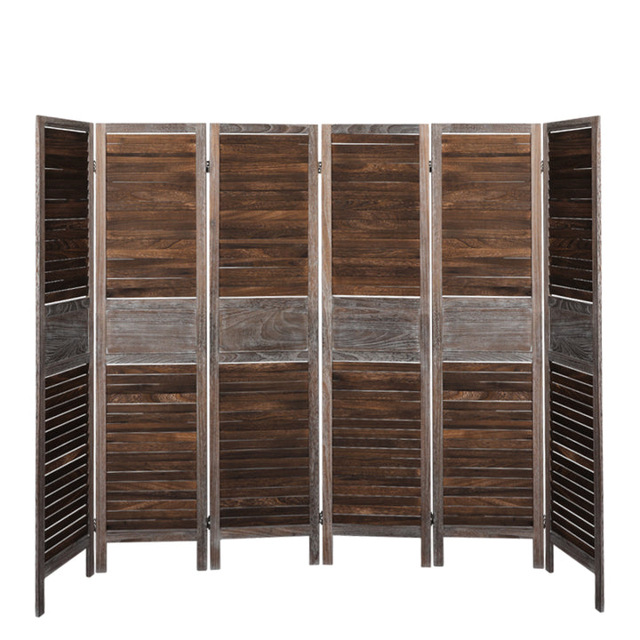 Levede Room Divider 6 Panel Folding Brown.
