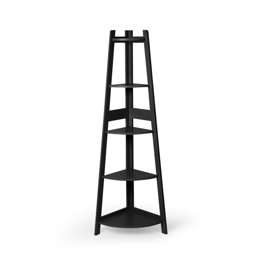 Levede 5 Tier Corner Shelf Wooden Storage Black.