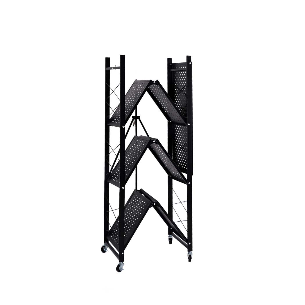 Levede Foldable Storage Shelf Display Black 4 Tiers.