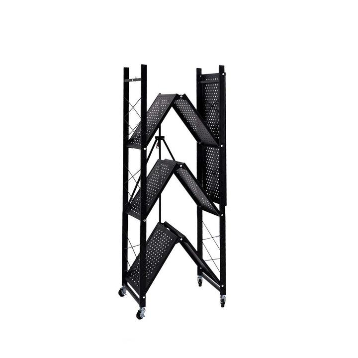 Levede Foldable Storage Shelf Display Black 4 Tiers.