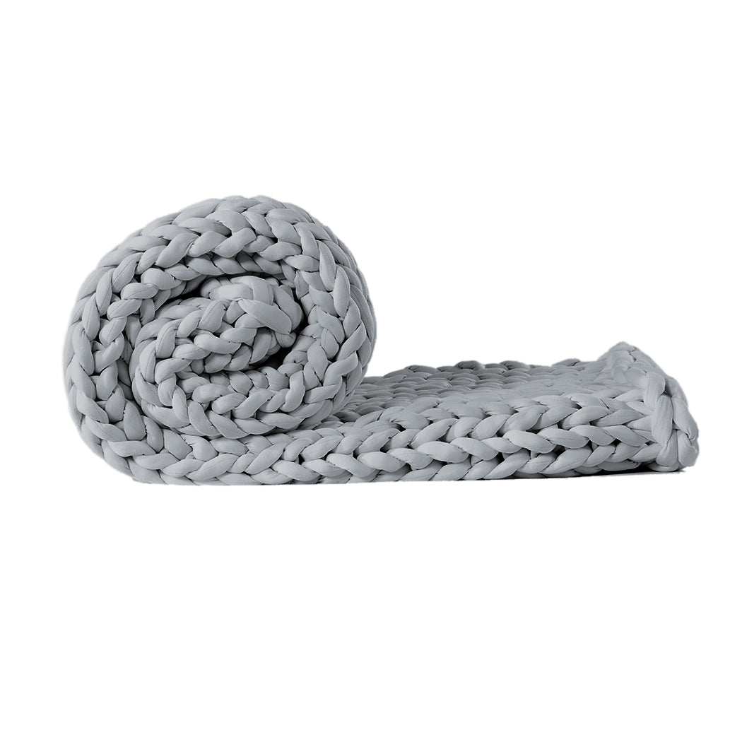 Dreamz Knitted Weighted Blanket Chunky Grey Kids.