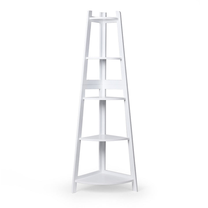 Levede 5 Tier Corner Shelf Wooden Storage White.