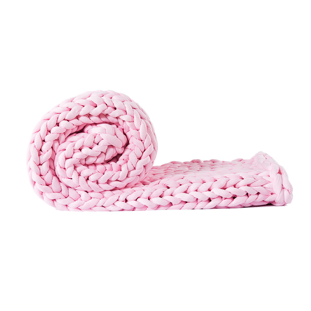 Dreamz Knitted Weighted Blanket Chunky Pink Double 7KG.