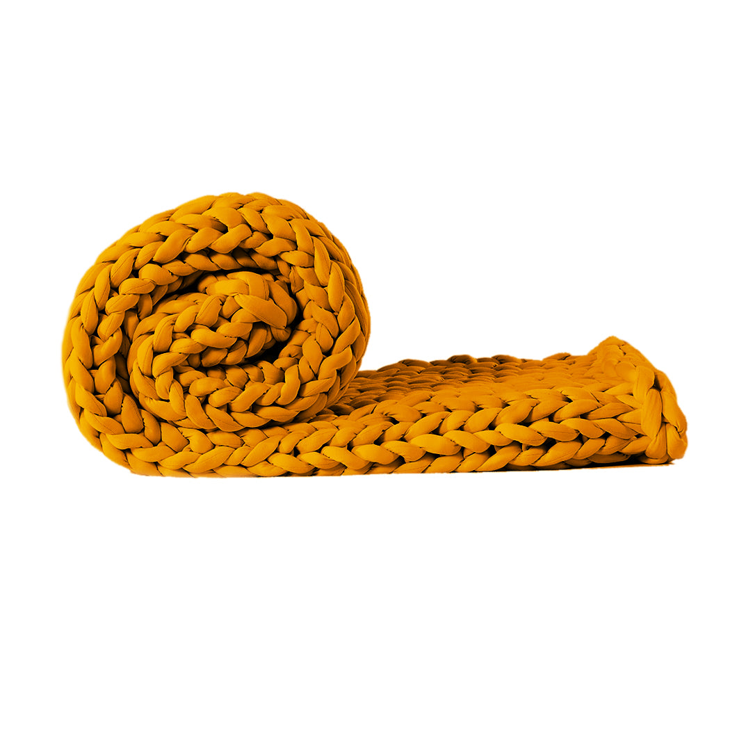 Dreamz Knitted Weighted Blanket Chunky Yellow Kids.