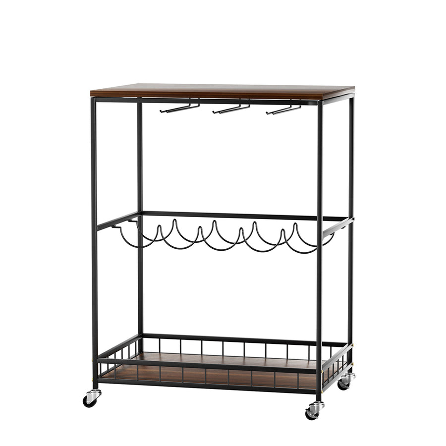 Wooden Bar Cart Drinks Trolley 3 Tire.