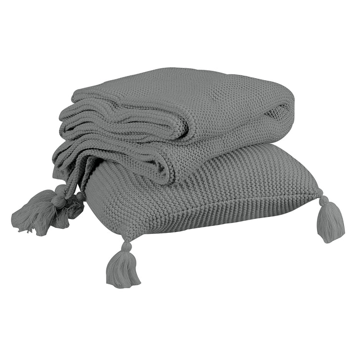 DreamZ Knitting Throw Blanket Cushion Grey.