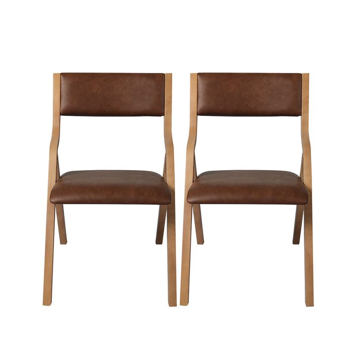 2x Dining Chairs Foldable PU Leather Kitchen Chair Lounge Room Vintage.