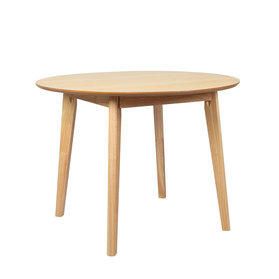 Levede Dining Table Round Rubberwood Base 100cm Natural 100 CM.