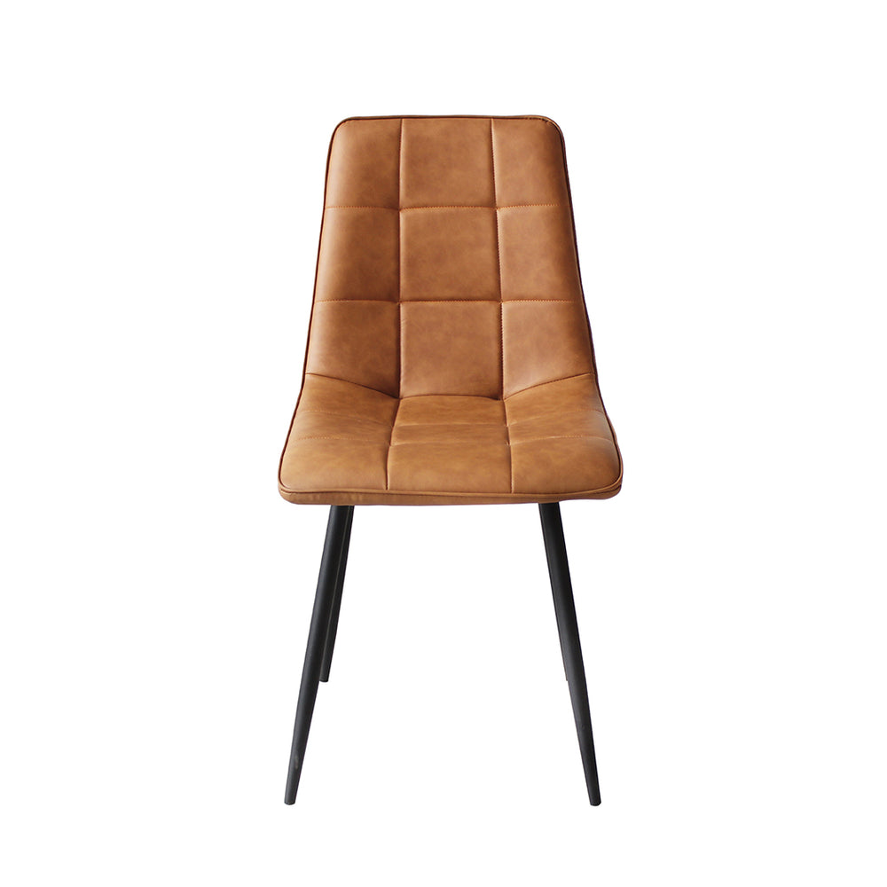 4x Dining Chairs Kitchen Chair Brown Faux Leather.