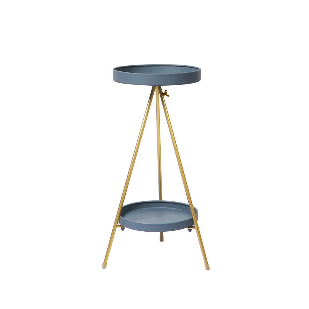 Levede Plant Stand 2 Tiers Outdoor Indoor Grey Gold Medium.