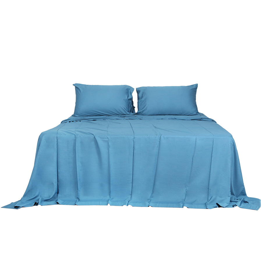 4pcs 100% Bamboo Bed Sheet Set in Blue Colour.