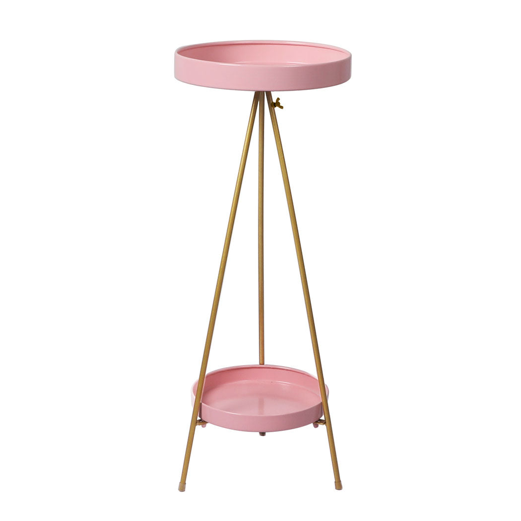 Levede Plant Stand 2 Tiers Outdoor Indoor Pink Gold Large.