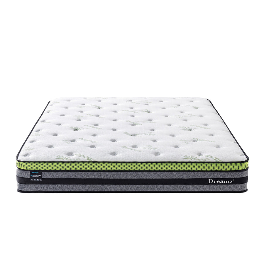 King Cooling Mattress Pocket Spring Euro Top Bed Foam 7 Zone 30cm.