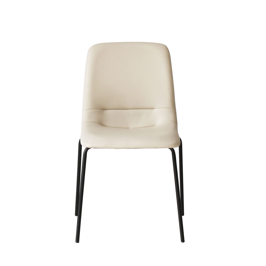 4x Stackable PU Leather Dining Chairs Kitchen Beige.