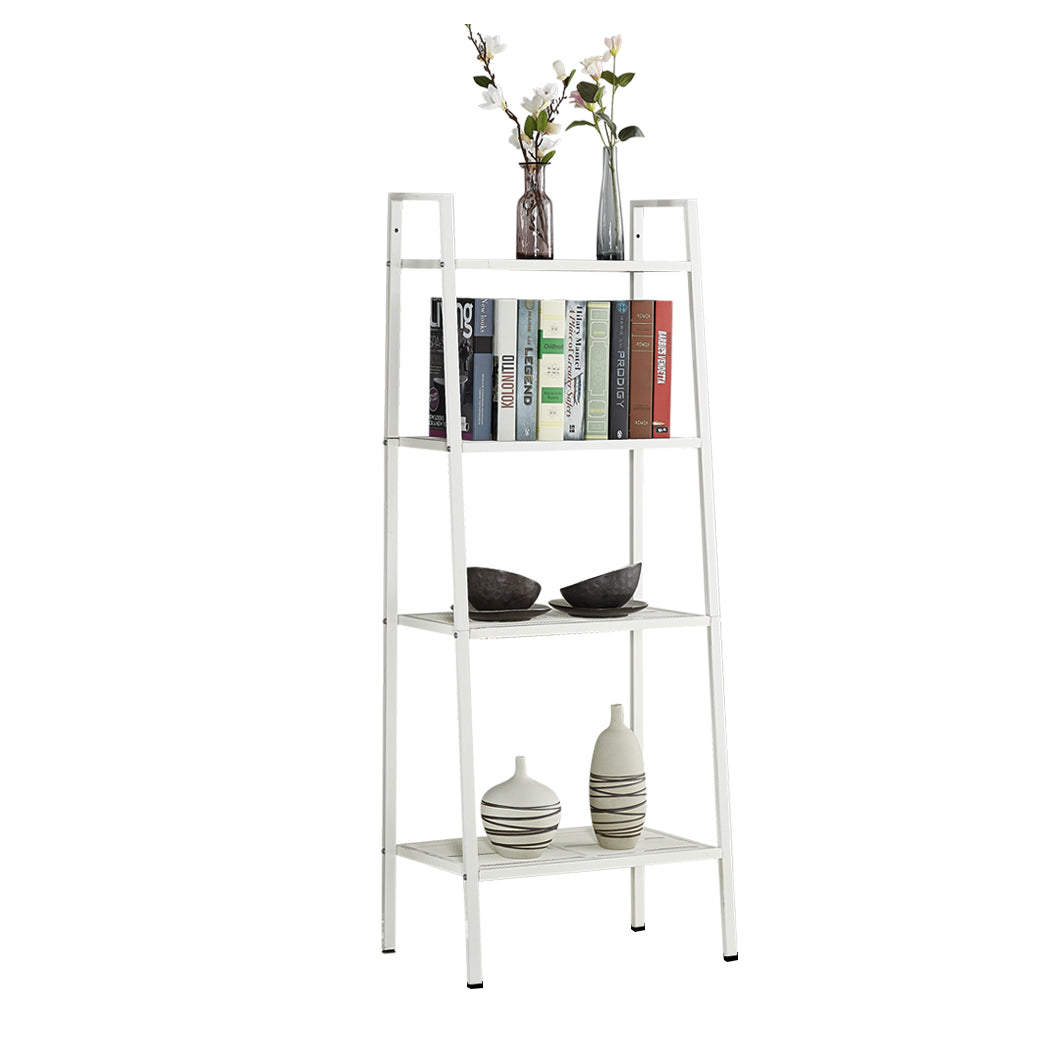 Bookshelf 4 Tier Ladder Shelf Unit Bookcase White.