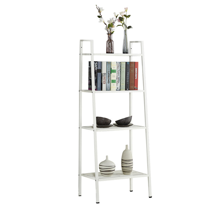 Bookshelf 4 Tier Ladder Shelf Unit Bookcase White.