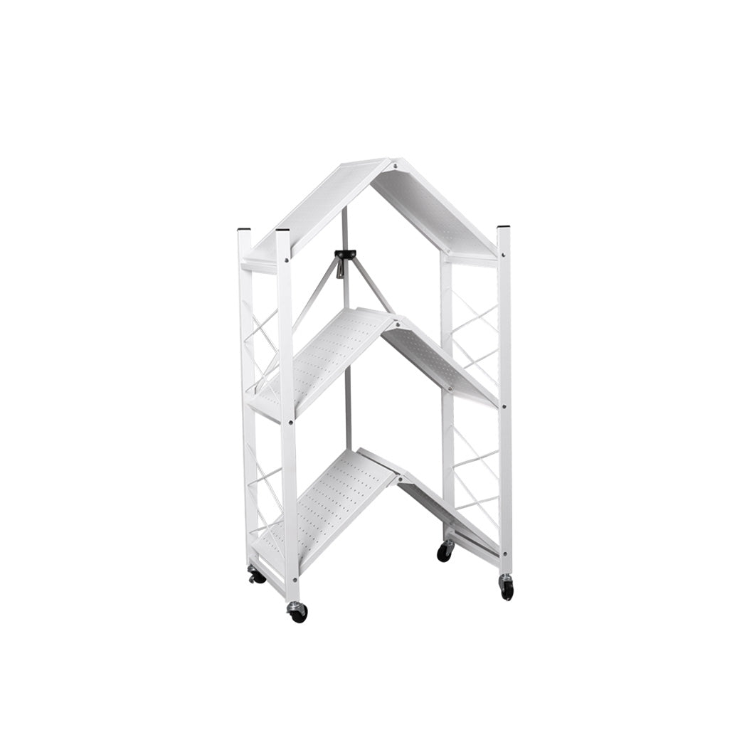 Levede Foldable Storage Shelf Display White 3 Tiers.