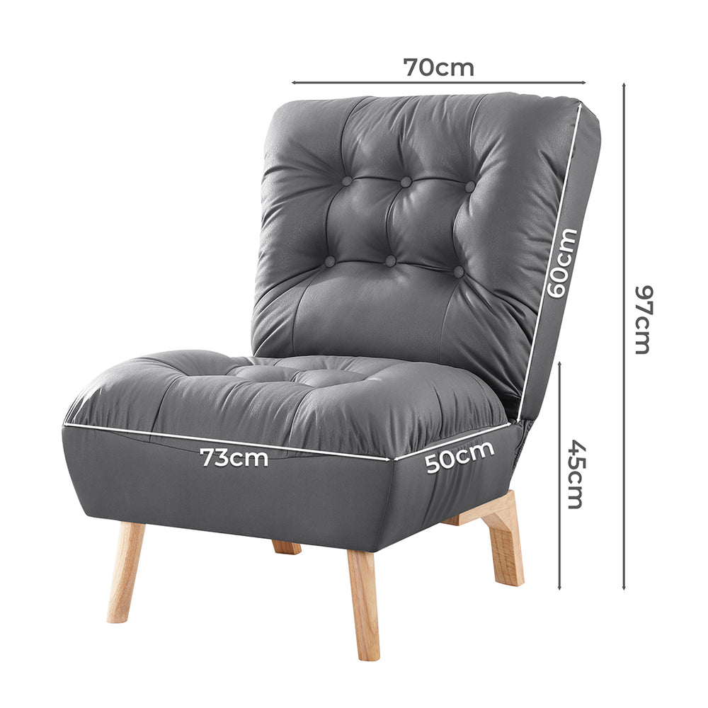 Levede Accent Chair Sofa Recliner Adjustable Grey.