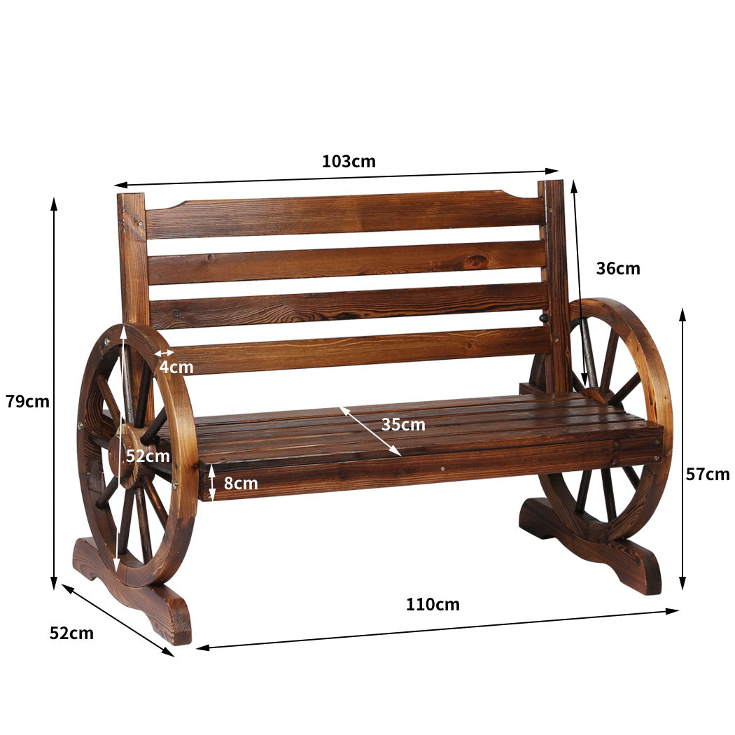 Garden Bench Wooden Wagon Seat Oak.