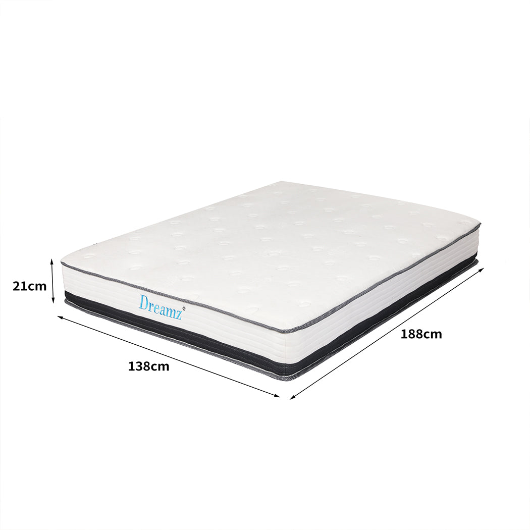 Pocket Spring Mattress HD Foam Medium Firm Bedding Bed Top Double 21CM.
