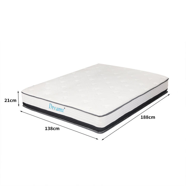 Pocket Spring Mattress HD Foam Medium Firm Bedding Bed Top Double 21CM.