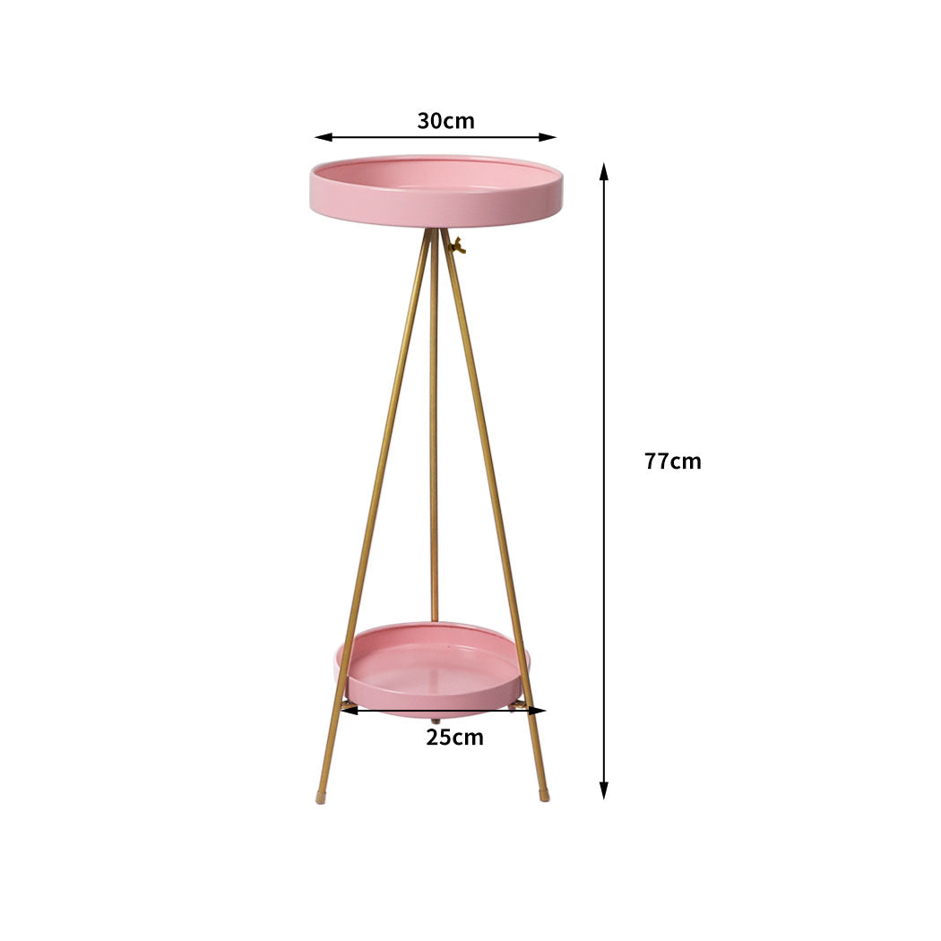 Levede Plant Stand 2 Tiers Outdoor Indoor Pink Gold Large.