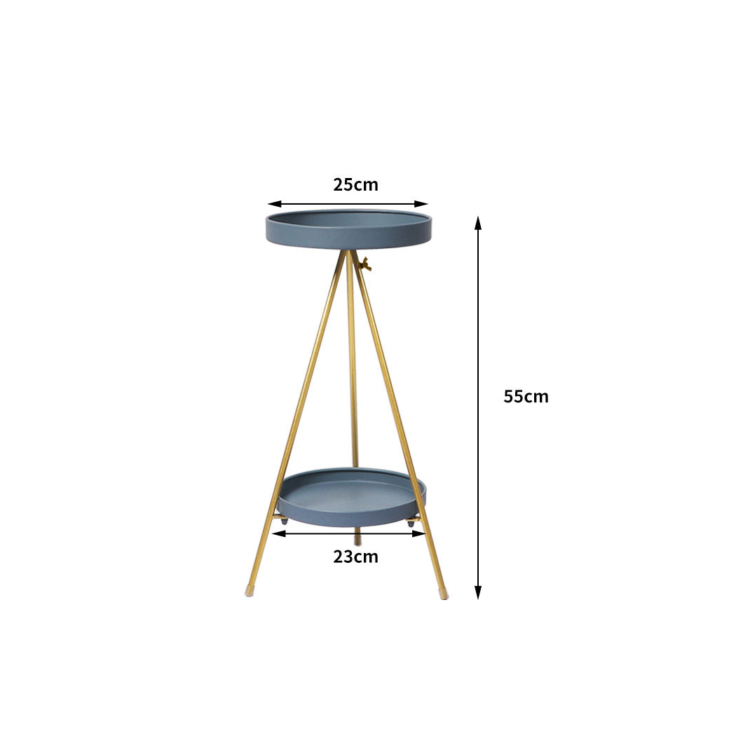 Levede Plant Stand 2 Tiers Outdoor Indoor Grey Gold Medium.