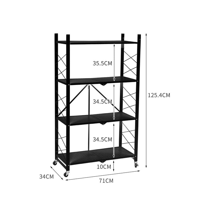 Levede Foldable Storage Shelf Display Black 4 Tiers.