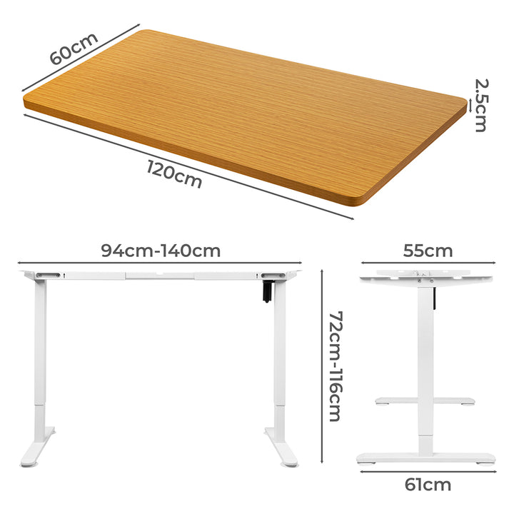 Levede Motorised Standing Desk Height 120cm Natural 800x 1.5MM.