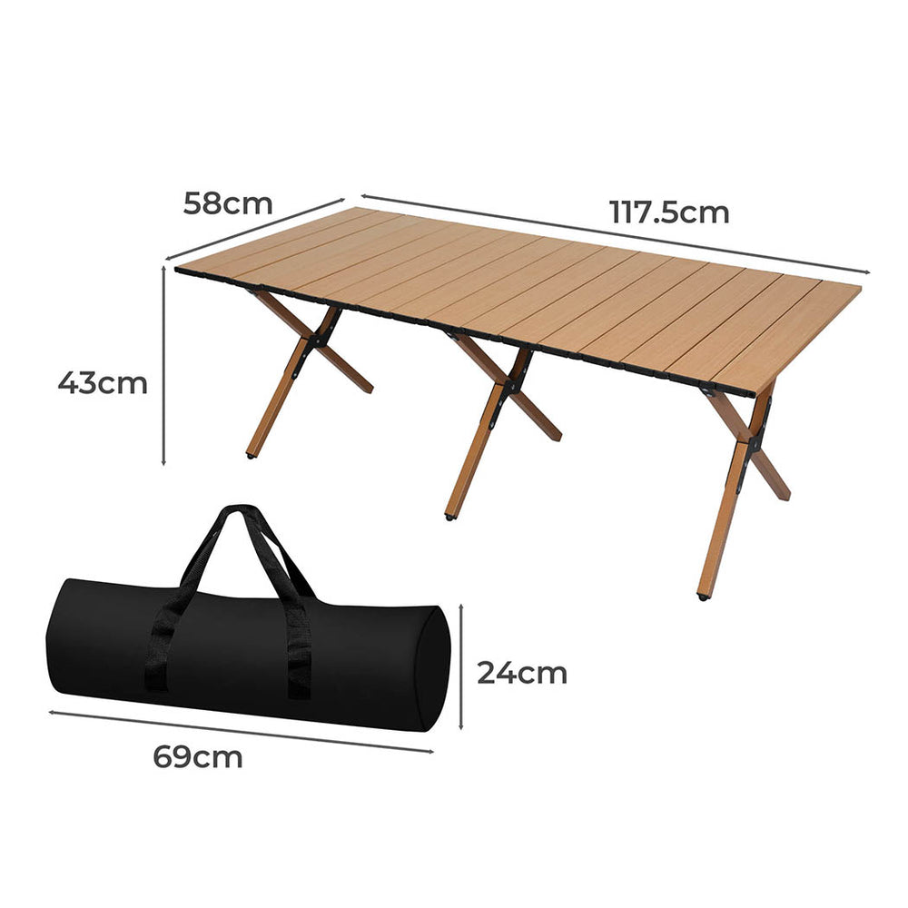 Levede Folding Camping Table Foldable Oak.