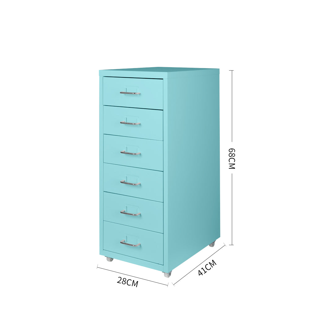 Levede 6 Drawer Office Cabinet Drawers Turquoise.