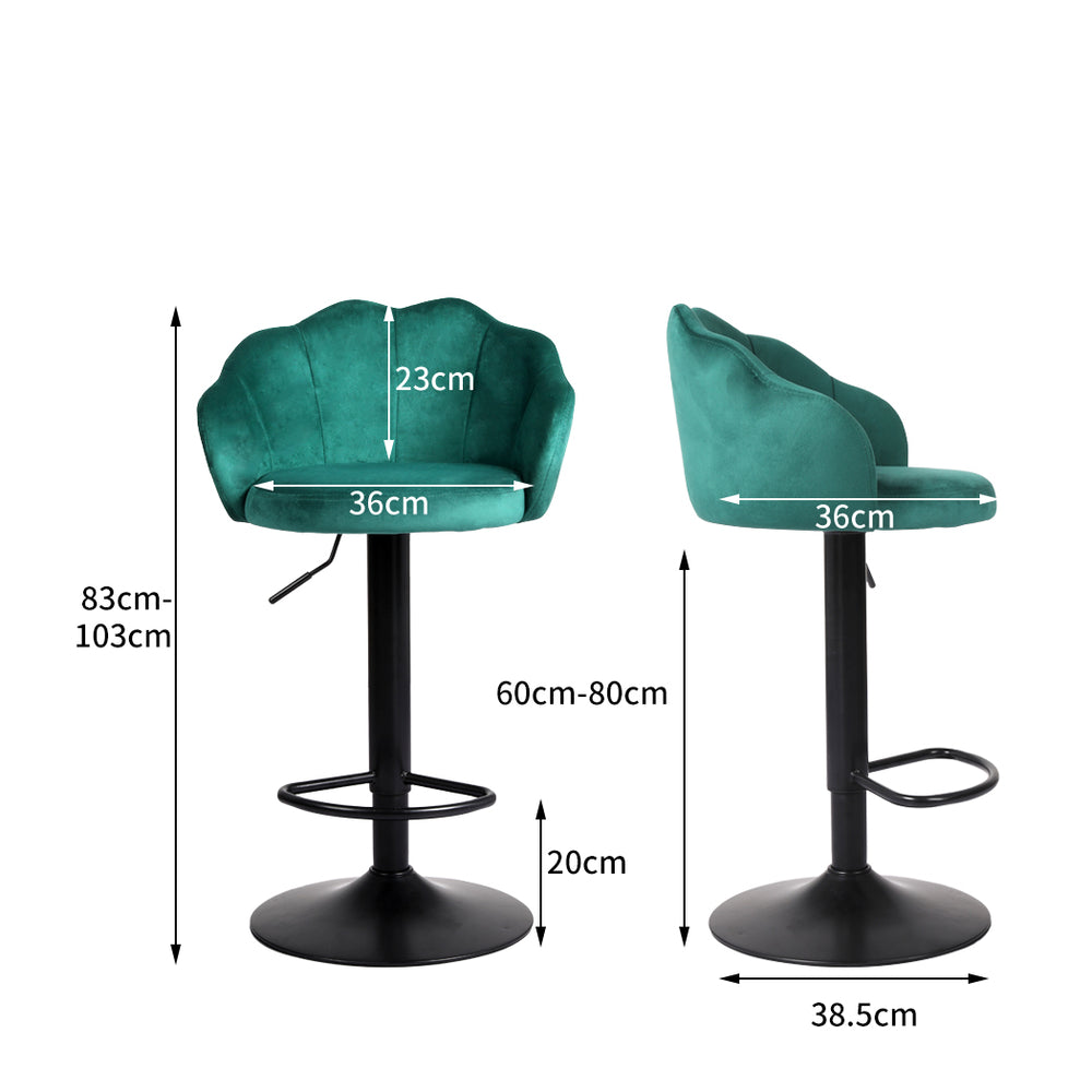 Levede 2x Bar Stools Kitchen Gas Lift Green.