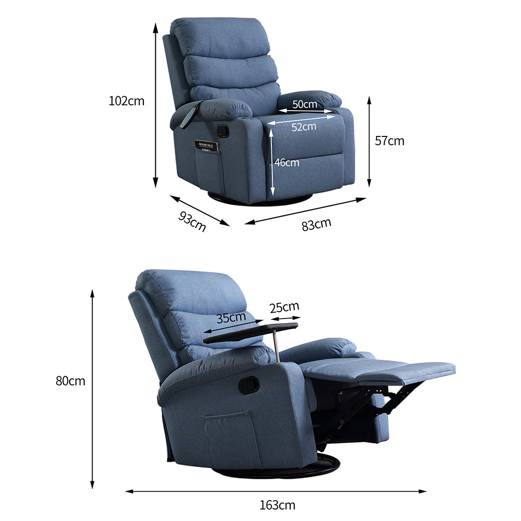 Levede Massage Chair Recliner Chairs Blue.
