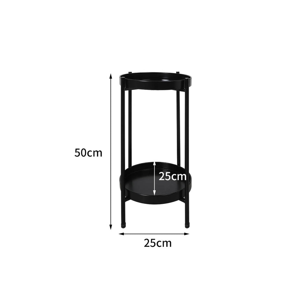 Levede 2 Tier Plant Stand Metal Flower Black Medium.