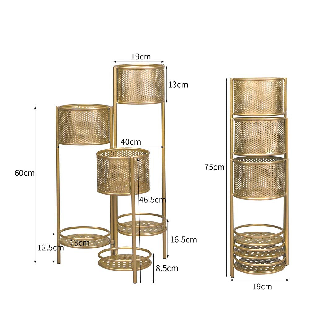 Levede 6 Tier Plant Stand Swivel Outdoor Gold.