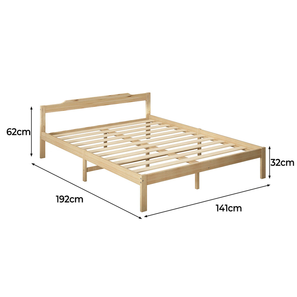 Levede Wooden Bed Frame Double Size Nature Natural.