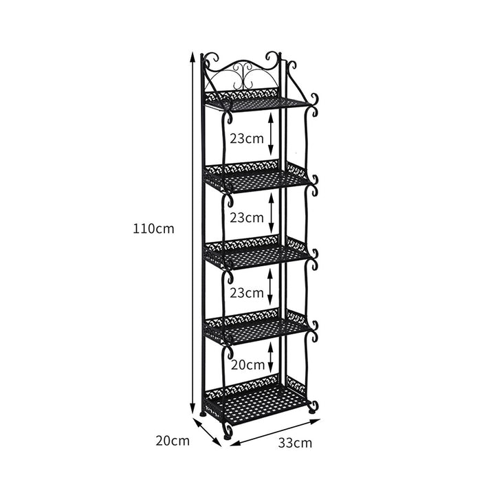 Levede Plant Stand 5 Tiers Outdoor Indoor Black.