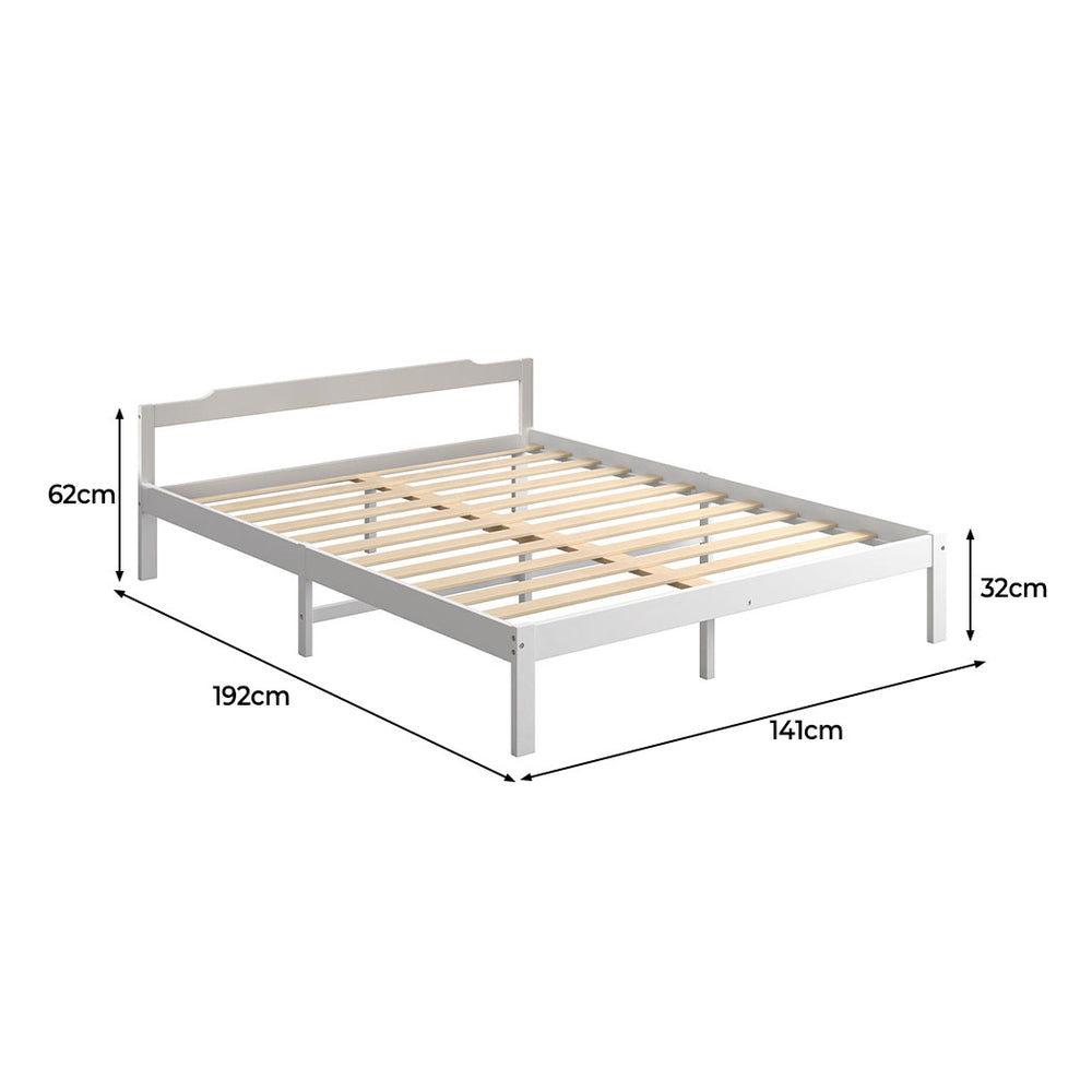 Levede Wooden Bed Frame Double Size White.