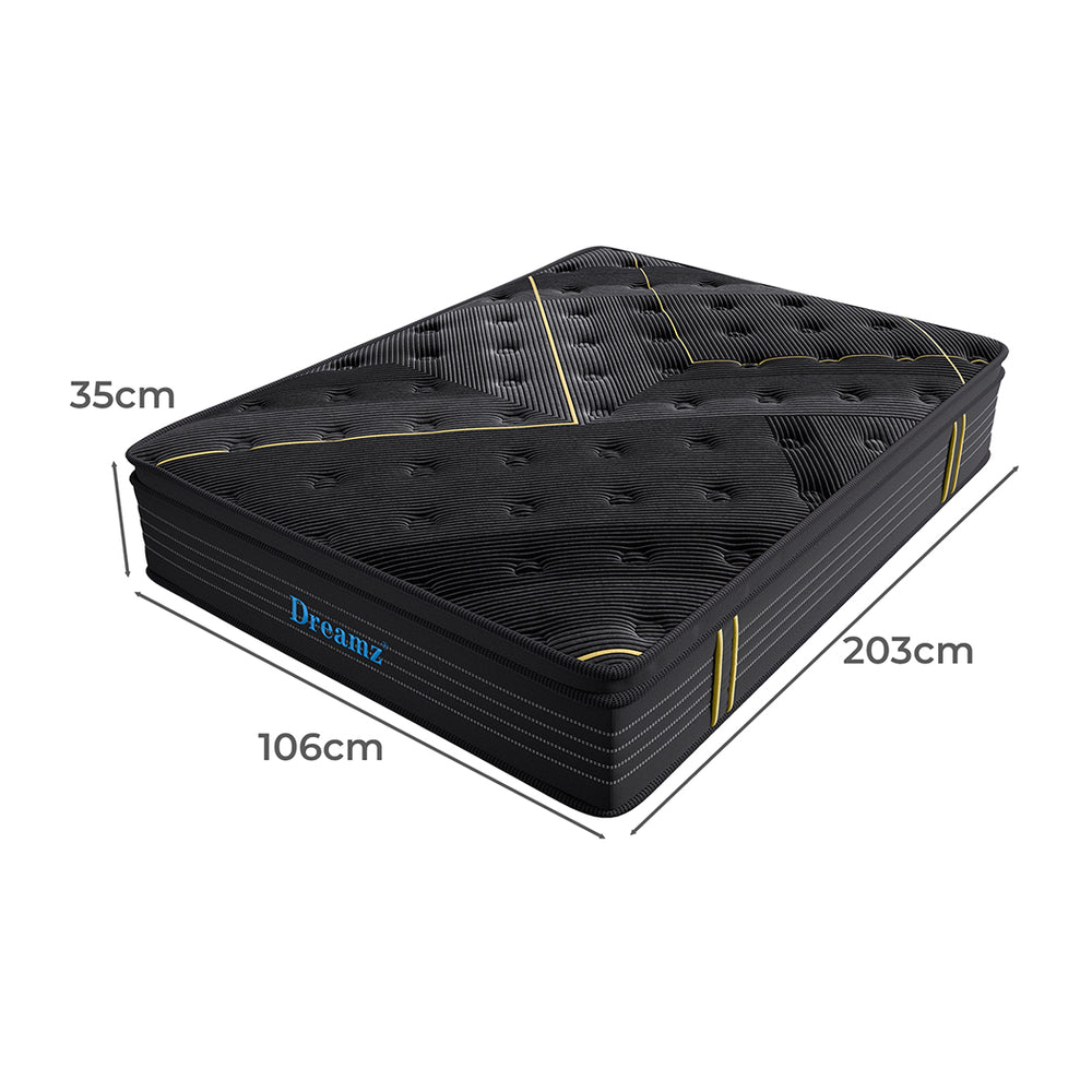 King Single Size Spring Mattress Bamboo Euro Top Bed Pocket HD Egg Foam 35cm.