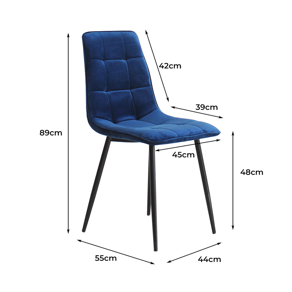 4x Dining Chairs Kitchen Velvet Blue.