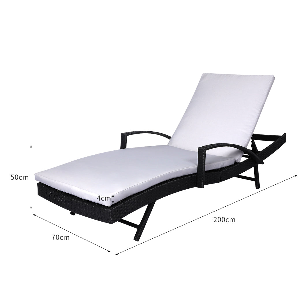 Levede Sun Lounger Wicker Lounge Outdoor Grey.
