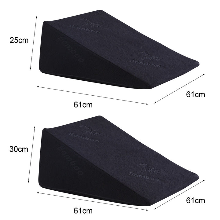 Cool Gel Memory Foam Bed Wedge Pillow Black 25+30.