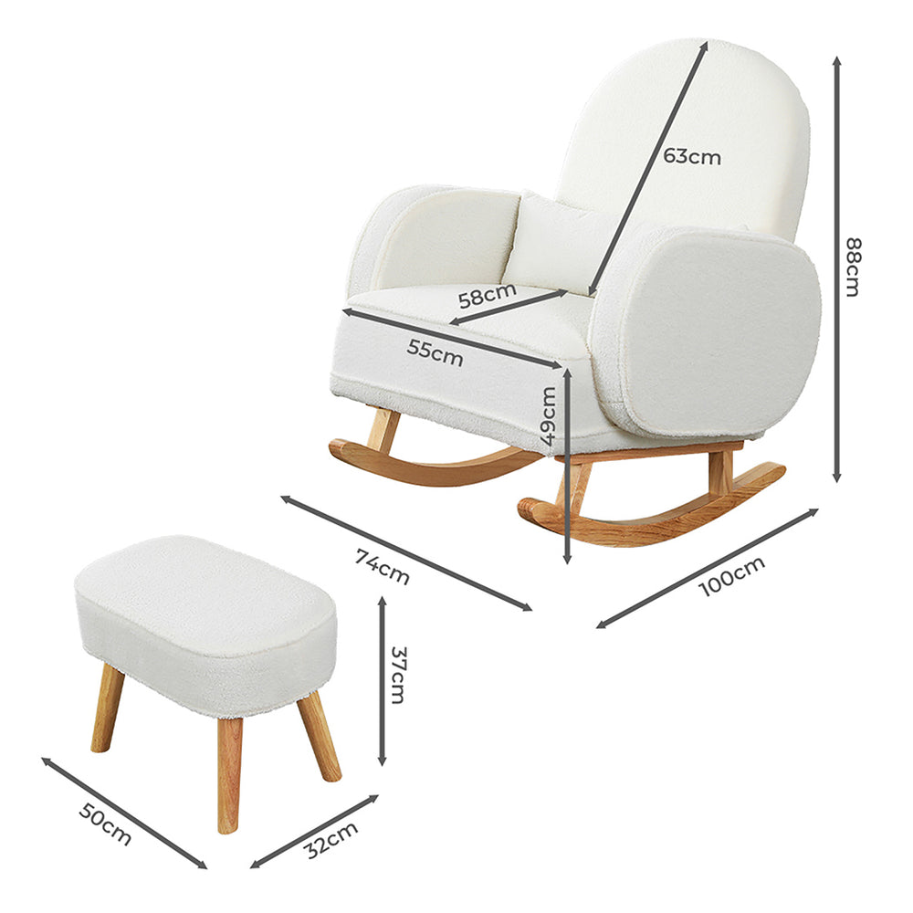 Fleece Rocking Chair with Footstool.