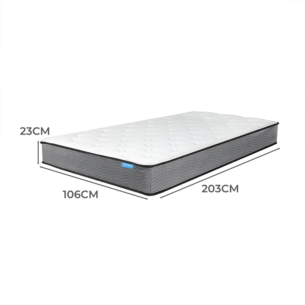 Spring Mattress Pocket Bed Coil Sleep Foam Extra Firm King Single 23CM.