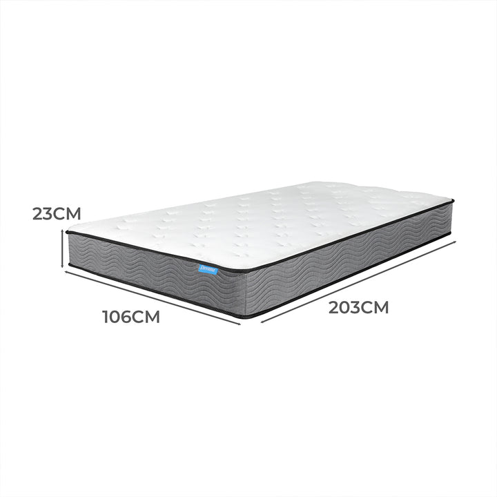Spring Mattress Pocket Bed Coil Sleep Foam Extra Firm King Single 23CM.