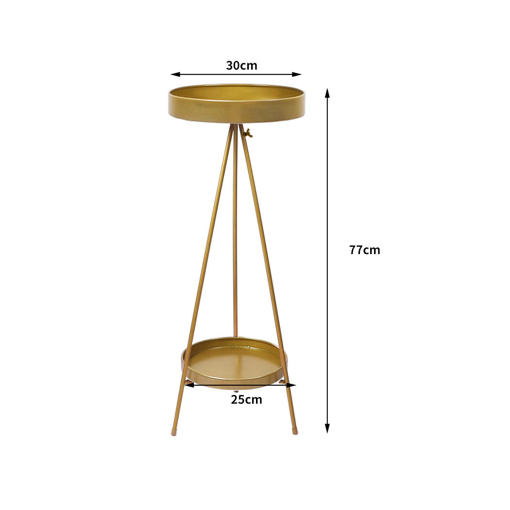 Levede Plant Stand 2 Tiers Outdoor Indoor Gold Large.