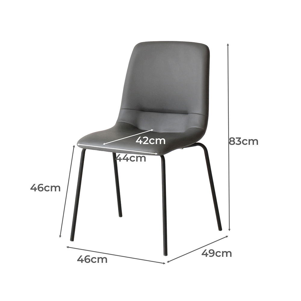 4X Stackable  PU Leather Dining Chairs Grey.